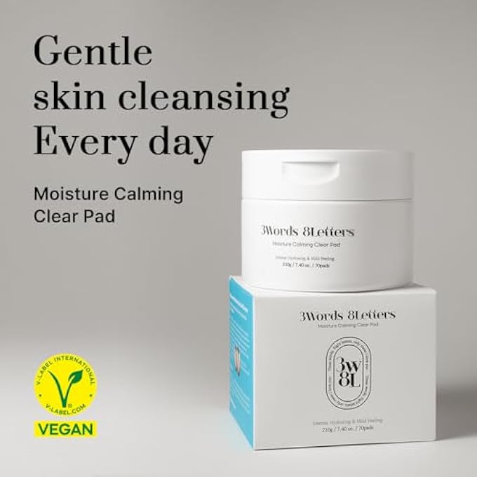 3words 8letters [3W8L] MOISTURE CALMING CLEAR PADS 70 COUNTS | VEGAN TONER PAD FOR ALL SKIN TYPES | GENTLE FACIAL PEELS & RESURFACING TREATMENT | KOREAN SKIN CARE | K-BEAUTY | - Image 2